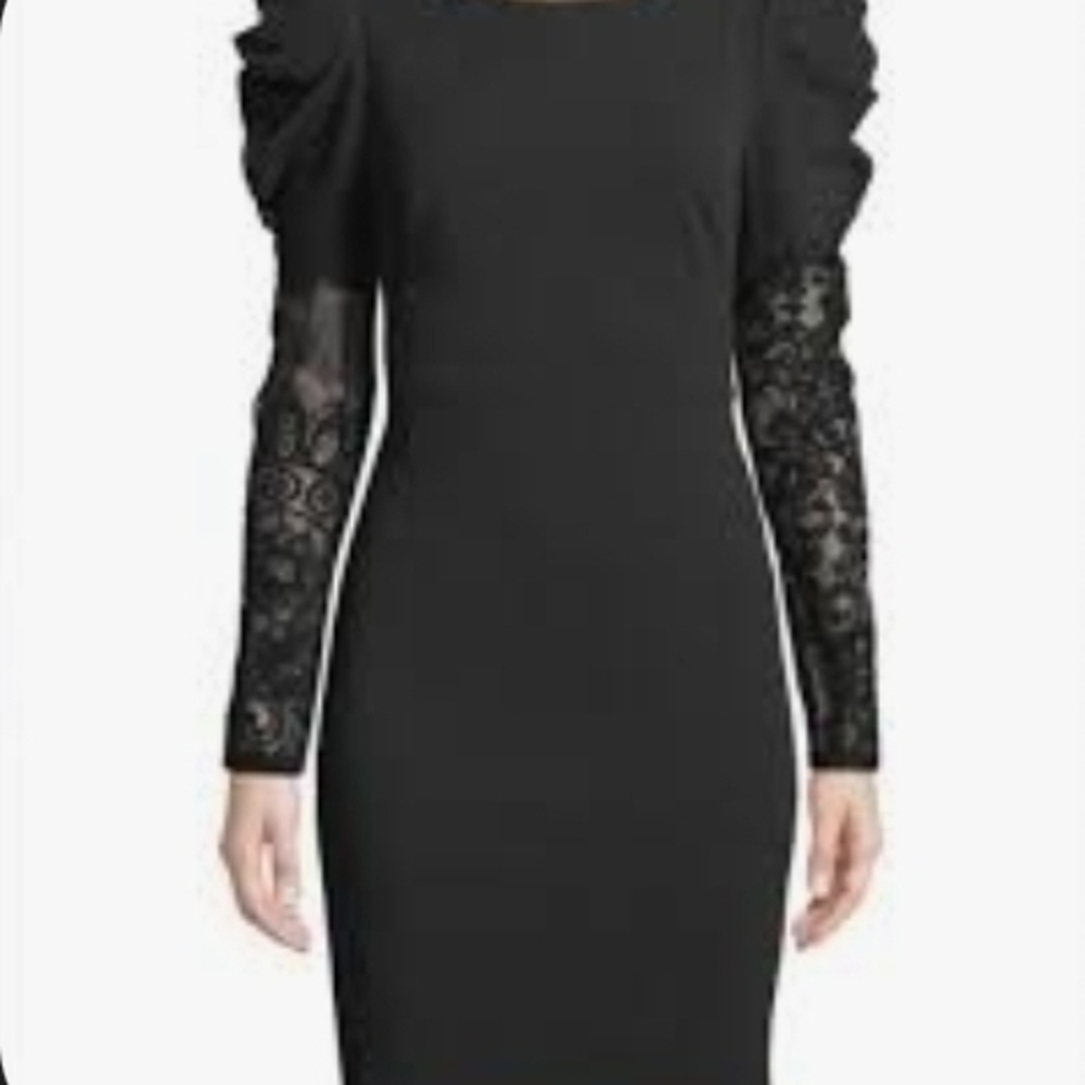 Elegant Black Lace Sleeve Dress